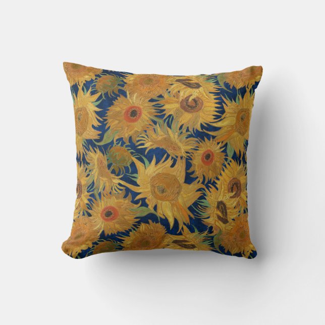 Coussin Vincent Van Gogh Tournesols Bleu Nuit Jaune (Recto)