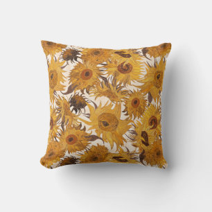 Coussin Vincent Van Gogh Tournesols Crème Jaune Marron