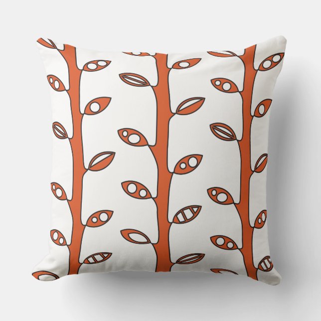 Coussin VINES Tangerine DESIGN Rétro Pilote à lancer (Recto)