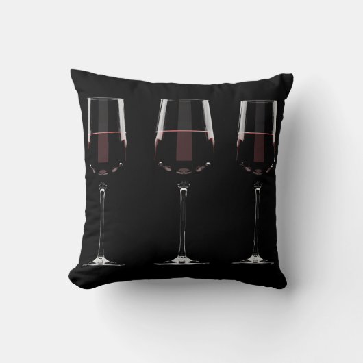 Coussin Vins avec vin rouge sur noir (Recto)