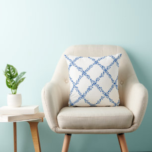 Coussin Vins d'Ivy Bleu Trellis treillis
