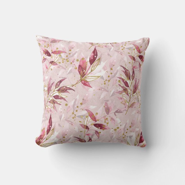 Coussin Vins roses et or sur Blush (Recto)
