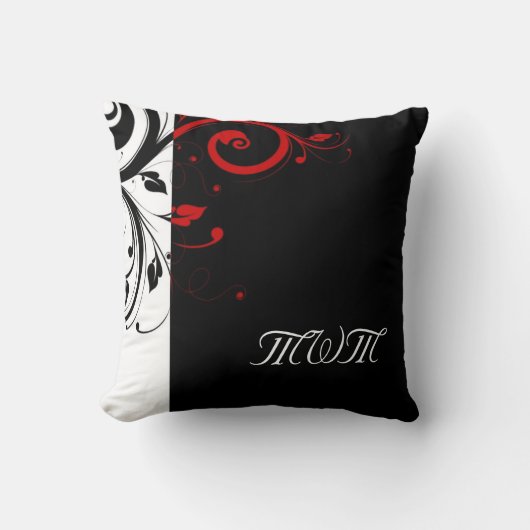 Coussin Vins Tourbillonnant noirs et rouges (Recto)