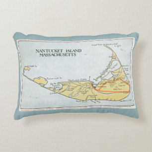 Coussin vintage 3 de carte de Nantucket