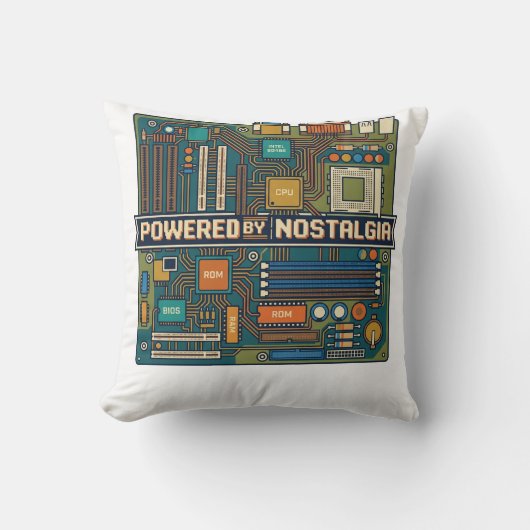 Coussin Vintage 80s Computer Motherboard "Powered By Nosta (Recto)