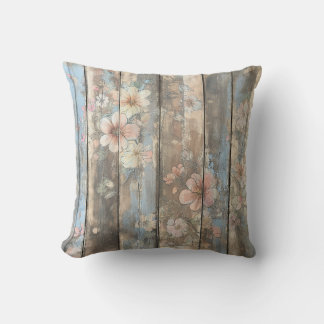 Coussin vintage à panneau de bois floral