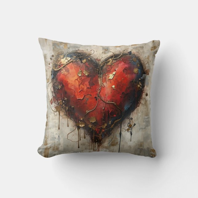Coussin Vintage Abstract Hearts - Throw Pillow (Recto)
