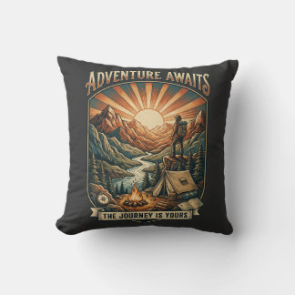 Coussin Vintage Adventure Awaits Retro Mountain