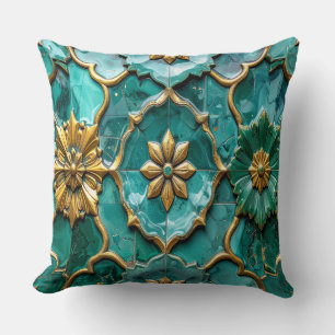 Coussin Vintage Algerian Turquoise Ceramic Art Pillows