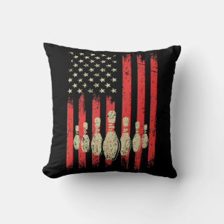 Coussin Vintage American Flag Bowling Pins Patriotic Bowl