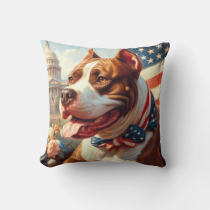 Coussin Vintage American Pit Bull Terrier Peinture