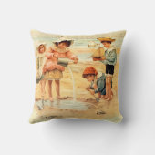 Coussin Vintage Antique Beach Boy Girl Enfants Art (Verso)
