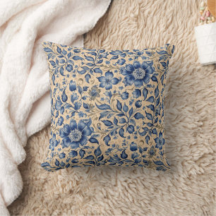Coussin Vintage Antique Blue Indigo & Taupe