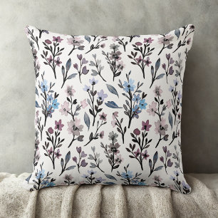 Coussin vintage aquarelle fleur sauvage motif floral