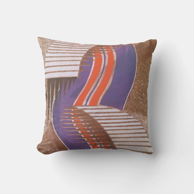 Coussin Vintage Art Déco Jazz Pochoir Escalier Motif (Recto)