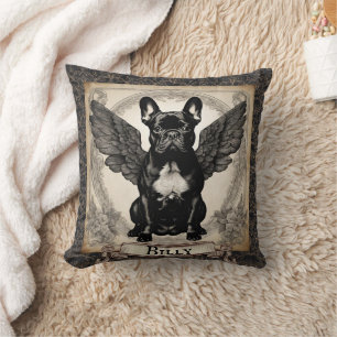 Coussin Vintage Black French Bulldog Personnalisé