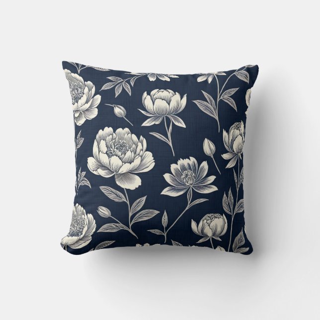 Coussin vintage bleu et blanc (Recto)