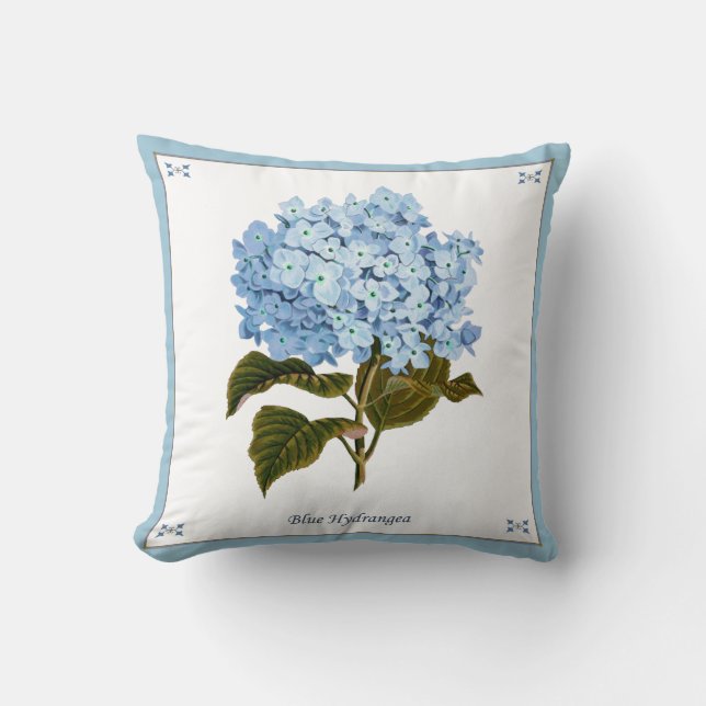 Coussin Vintage Blue Hydrangea (Recto)