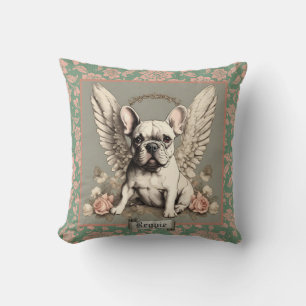 Coussin Vintage Blush et Mint French Bulldog Angel