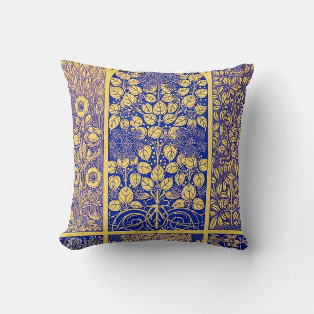 Coussin Vintage Botanique Art Nouveau Motif (Recto)