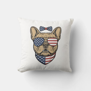 Coussin Vintage Bulldog français patriotique Art vectoriel