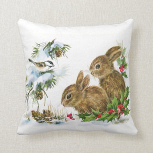 Coussin Vintage Bunnies de Noël