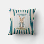 Coussin Vintage Bunny Blue Jacket Children's Name Pillow (Verso)