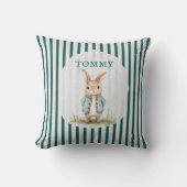 Coussin Vintage Bunny Blue Jacket Children's Name Pillow (Recto)