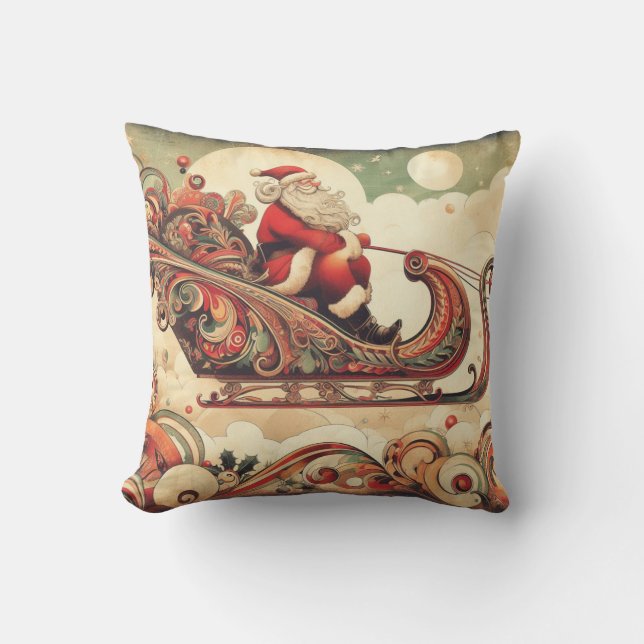 Coussin vintage/caprical/père Noël/Noël (Recto)