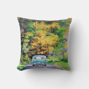 Coussin Vintage Car Automne Ride Paysage