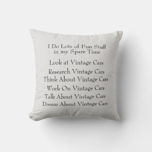 Coussin Vintage Car Lover Fan - Ce que je fais en temps li