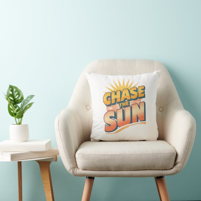 Coussin Vintage "Chase the Sun" Positive Energy (Chaise)