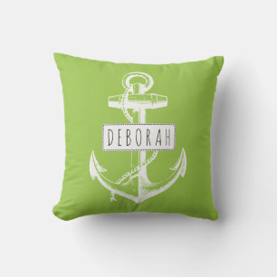 Coussin Vintage chaux d'ancrage vert nautique réversible