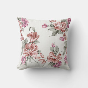Coussin Vintage Chic Fleurs Féminines Érodées