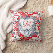Coussin Vintage Chinoiserie Delft Français rouge bleu mono (Couverture)