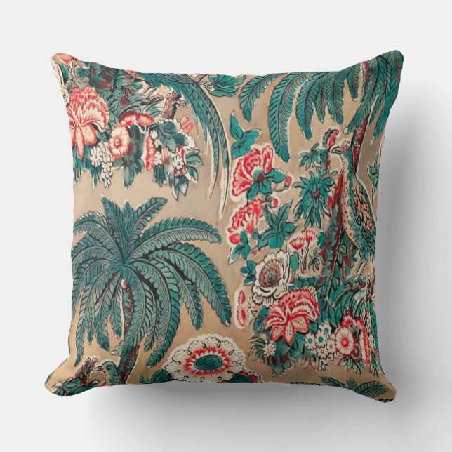 Coussin Vintage Chintz Floral Tropical Motif (Recto)