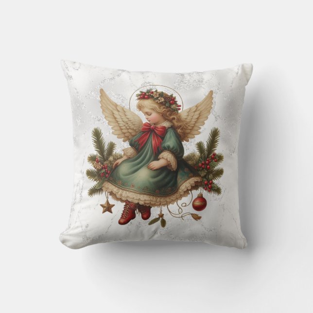 Coussin Vintage Christmas Angel Throw Pillow (Recto)