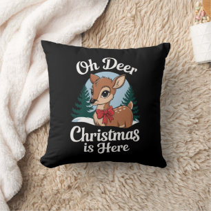 Coussin Vintage Christmas Reindee Oh Deer Christmas Here