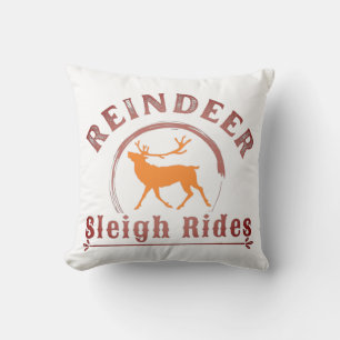 Coussin Vintage Christmas Reindeer Sleigh Rides