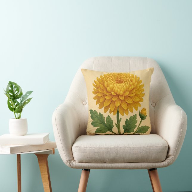 Coussin Vintage Chrysanthemum on Weathered Paper (Chaise)