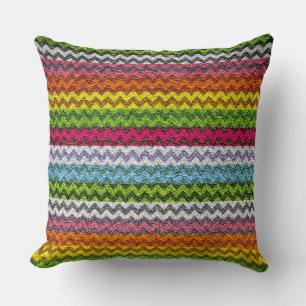 Coussin Vintage coloré Chevron Stripes Motif #2