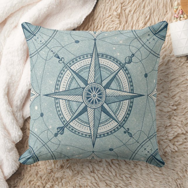 Coussin Vintage Compass Nautical Seamless Pattern (2) (Couverture)