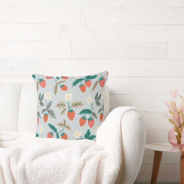 Coussin Vintage Cottagecore Strawberry Pattern (Canapé)