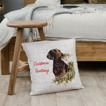 Vintage Dachshund Chien Rustique voeux de Noël