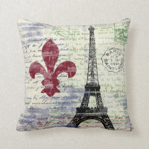 Coussin vintage d'art de la France de Tour Eiffel