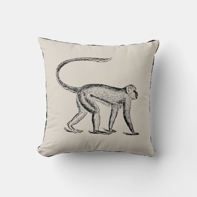 Coussin vintage d'artisan de singe - sélectionnez (Recto)