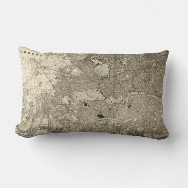Coussin vintage de carte de Londres (Recto)