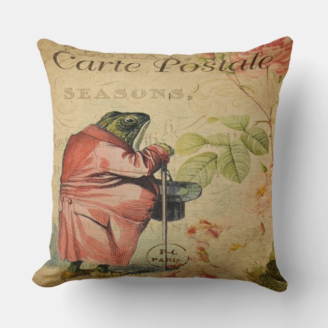 Coussin vintage de grenouille/carte Postale (Recto)