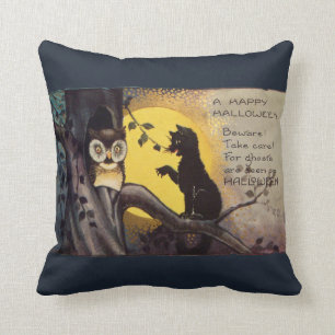 Coussin vintage de Halloween de hibou
