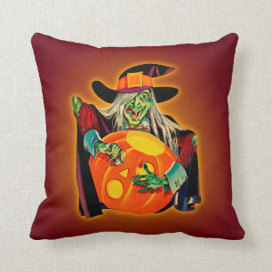 Coussin Vintage de la sorcière d'Halloween